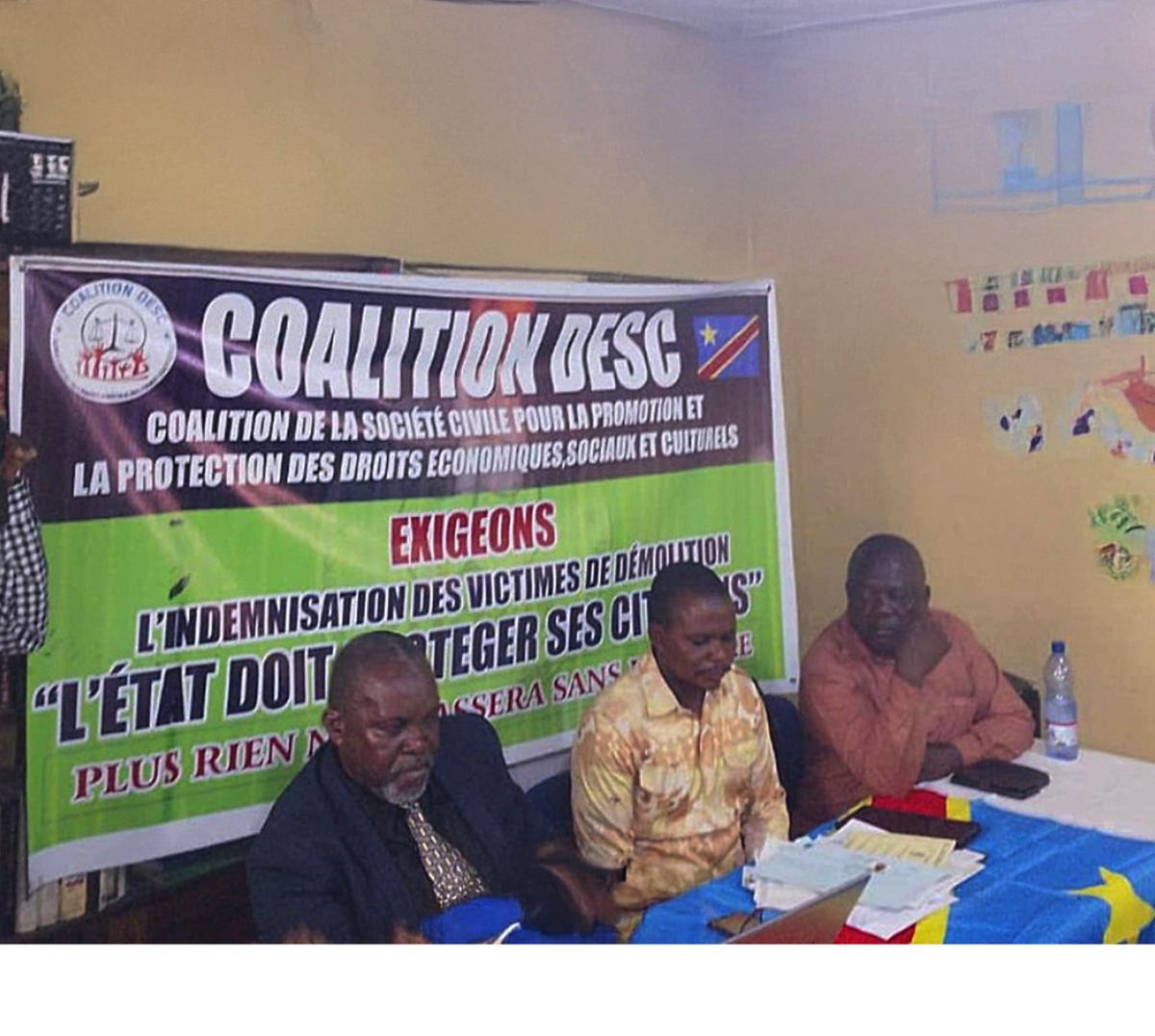  La Coalition DESC appelle à l’indemnisation de plus de 100 familles délogées du site Funa à Kinshasa